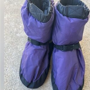 Purple and Black warm up Booties